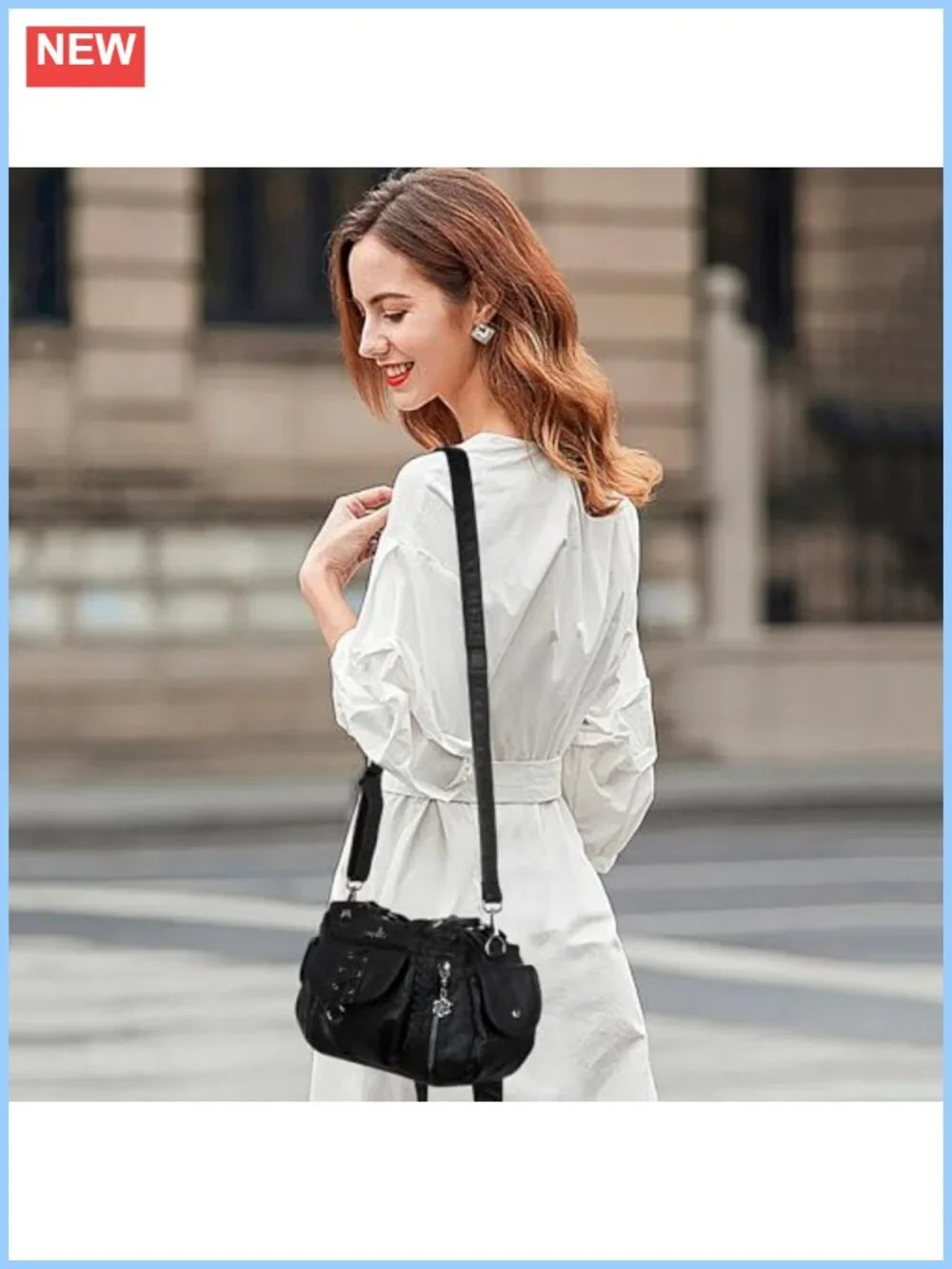 Vegan Leather Hobo Shoulder Bag Crossbody Multi-Pocket